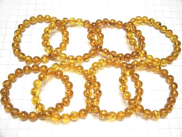 [Video] Baltic Amber Round 8.5mm Light Brown color Bracelet