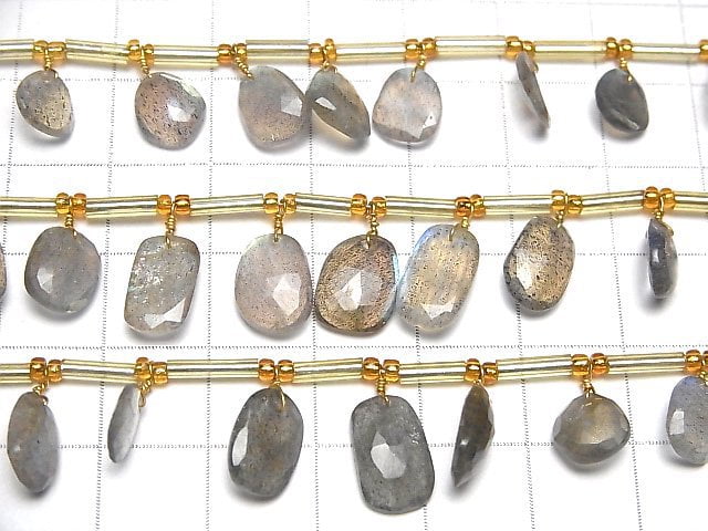 [Video] High Quality Labradorite AAA- Freeform Single Sided Rose Cut 1strand (18pcs)