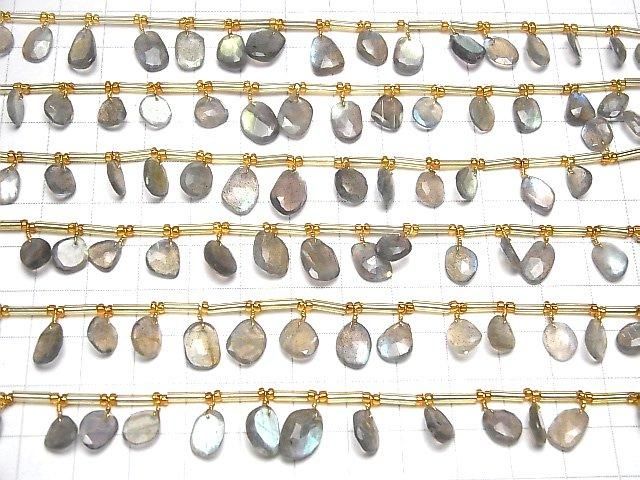 [Video] High Quality Labradorite AAA - Freeform, Single-Sided Rose Cut, 1 Strand (17pcs)