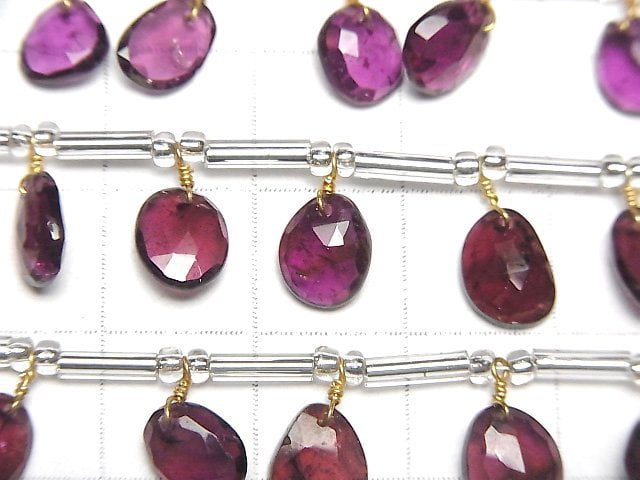 [Video] High Quality Rhodolite Garnet AAA- Freeform Single Sided Rose Cut 1strand (18pcs)