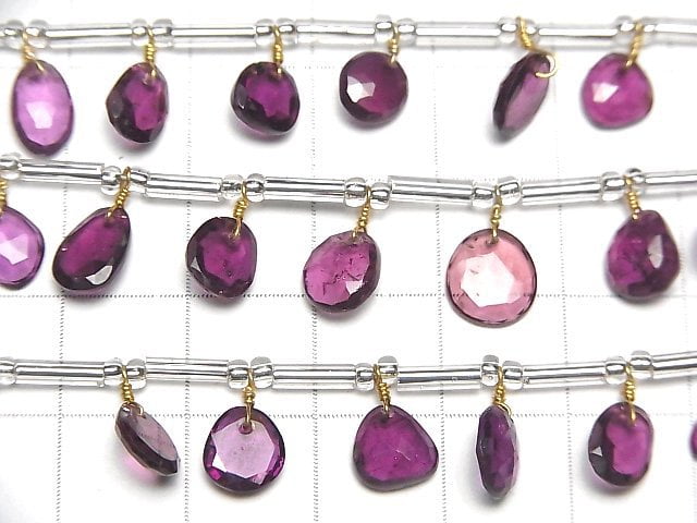 [Video] High Quality Rhodolite Garnet AAA- Freeform Single Sided Rose Cut 1strand (18pcs)