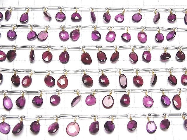 [Video] High Quality Rhodolite Garnet AAA- Freeform Single Sided Rose Cut 1strand (18pcs)