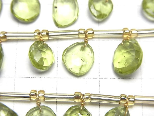 [Video]High Quality Peridot AAA Free Form Single Sided Rose Cut half or 1strand (18pcs )