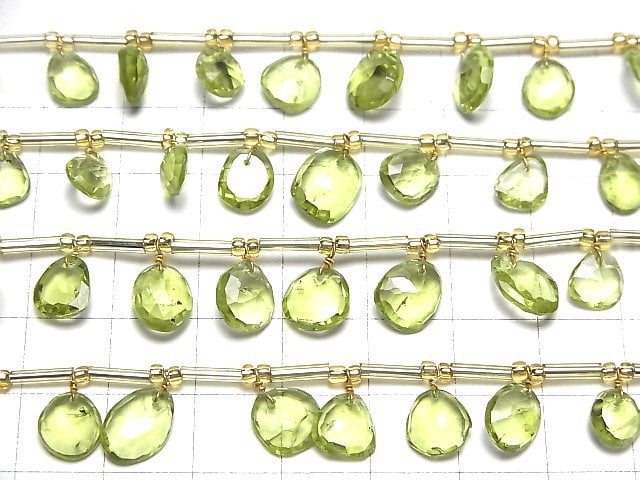 [Video]High Quality Peridot AAA Free Form Single Sided Rose Cut half or 1strand (18pcs )