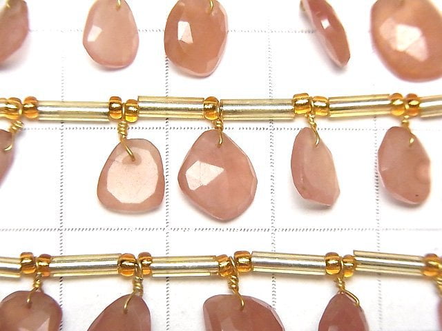 [Video] Peru Rhodochrosite AAA- Freeform Single Sided Rose Cut 1strand (17pcs)