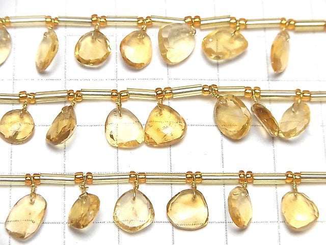 [Video] High Quality Citrine AAA Free Form Single Sided Rose Cut 1strand (18pcs)