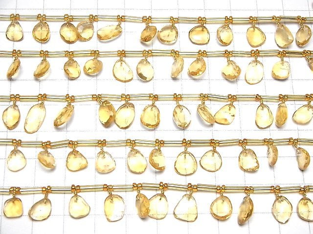 [Video] High Quality Citrine AAA Free Form Single Sided Rose Cut 1strand (18pcs)