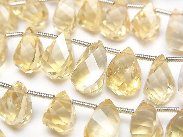 Citrine, Drop, Faceted Briolette, Twist Gemstone Beads