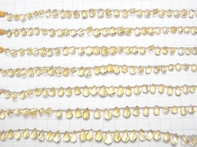 [Video] High Quality Citrine AAA- Drop 4Faceted Twist Faceted Briolette half or 1strand beads (aprx.7inch / 18cm)