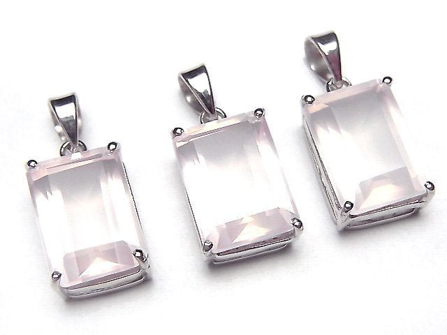 Accessories, Pendant, Rectangle, Rose Quartz Gemstone Beads