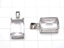 [Video] High Quality Rose Quartz AAA Rectangle Faceted Pendant 14x10mm Silver925