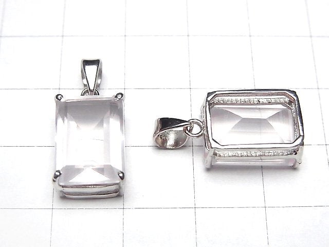 [Video] High Quality Rose Quartz AAA Rectangle Faceted Pendant 14x10mm Silver925