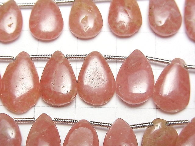 [Video] Argentina Rhodochrosite AA++ Pear shape (Smooth) 1strand beads (aprx.7inch / 18cm)