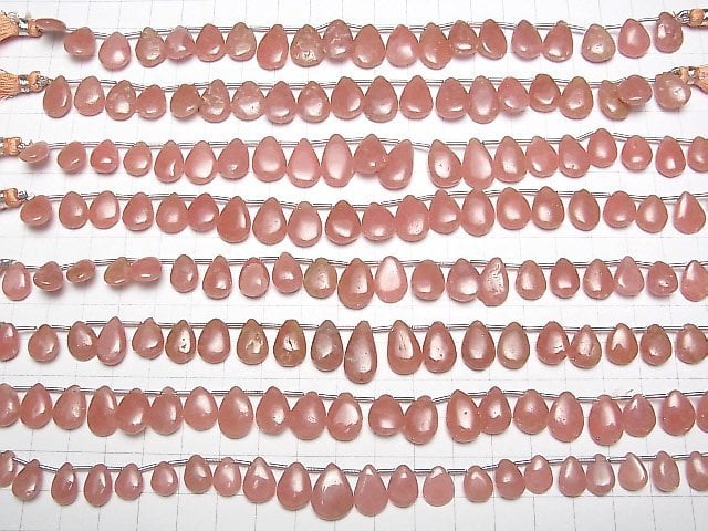 [Video] Argentina Rhodochrosite AA++ Pear shape (Smooth) 1strand beads (aprx.7inch / 18cm)