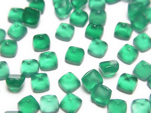 [Video] High Quality Green Onyx AAA Sugarloaf Cut 4x4mm 5pcs