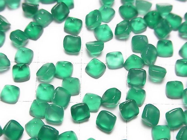 [Video] High Quality Green Onyx AAA Sugarloaf Cut 4x4mm 5pcs