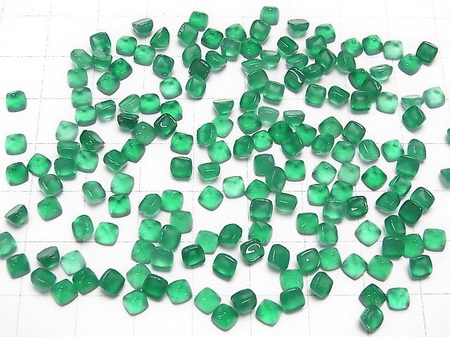 [Video] High Quality Green Onyx AAA Sugarloaf Cut 4x4mm 5pcs