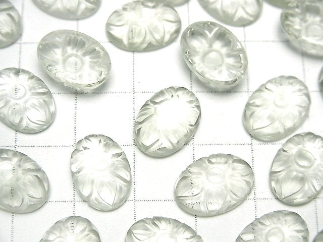 [Video]High Quality Green Amethyst AAA Carved Oval Cabochon 14x10mm 2pcs