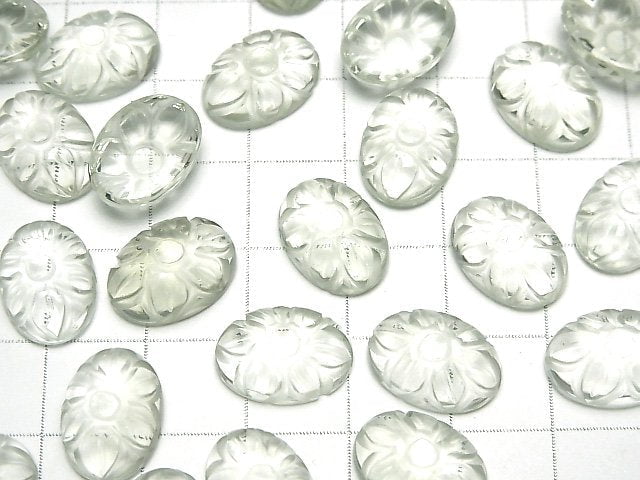 [Video]High Quality Green Amethyst AAA Carved Oval Cabochon 14x10mm 2pcs