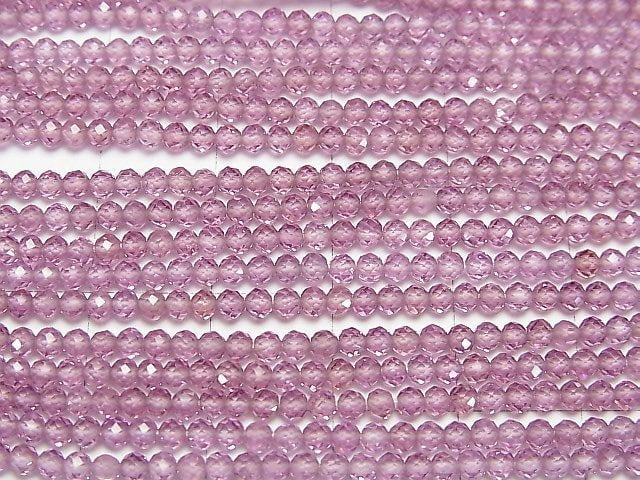 [Video] High Quality! Rhodolite Garnet AAA Faceted Round 2.5mm 1strand beads (aprx.13inch / 31cm)