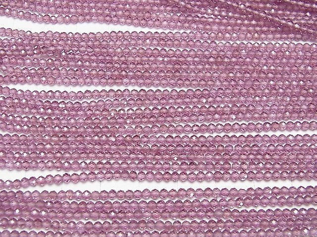 [Video] High Quality! Rhodolite Garnet AAA Faceted Round 2.5mm 1strand beads (aprx.13inch / 31cm)