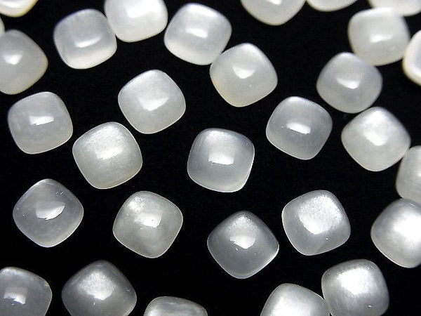 [Video] White Moonstone AAA Square Cabochon 6x6mm 5pcs