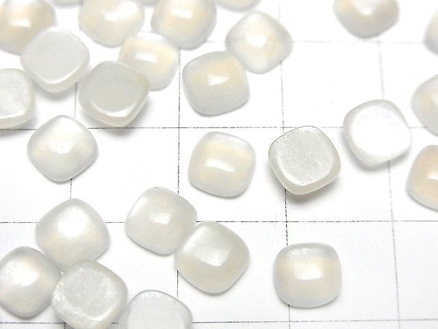 [Video] White Moonstone AAA Square Cabochon 6x6mm 5pcs