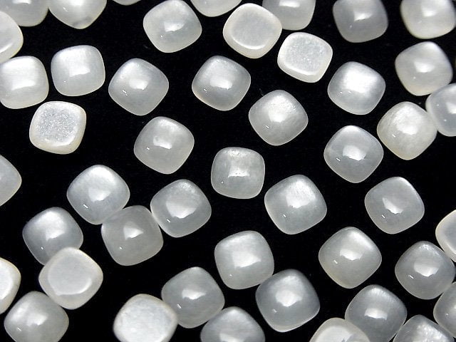 [Video] White Moonstone AAA Square Cabochon 6x6mm 5pcs