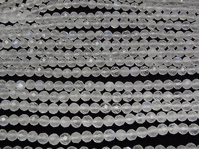 [Video] High Quality! Royal Blue Moonstone AA+ Faceted Round 4mm 1strand beads (aprx.15inch / 37cm)