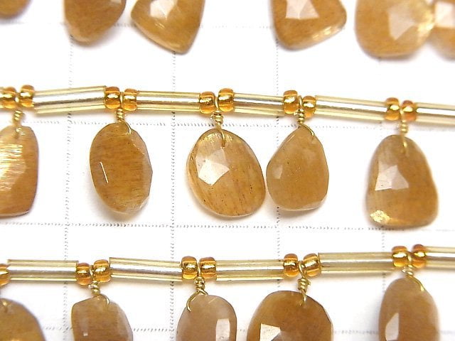 [Video] High Quality Golden Sheen Moonstone AAA- Freeform Single Sided Rose Cut 1strand (18pcs)