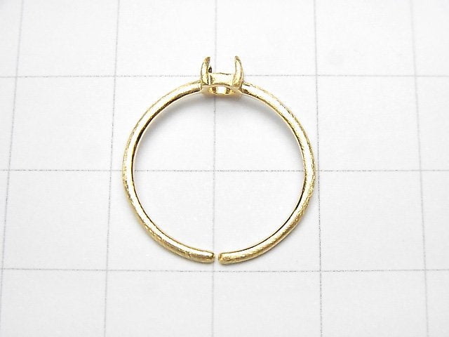 [Video] Silver925 Ring Frame (Prong Setting) Round 4.5mm Hairline 18KGP Free Size 1pc