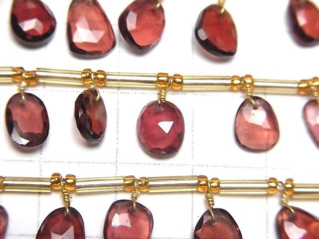 [Video] High Quality Mozambique Garnet AAA Free Form Single Sided Rose Cut 1strand (18pcs)