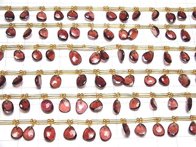 [Video] High Quality Mozambique Garnet AAA Free Form Single Sided Rose Cut 1strand (18pcs)