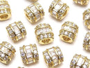 Metal Rondelle (Tube) 6x6x5.5mm Gold (with CZ) 1pc