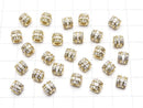 Metal Rondelle (Tube) 6x6x5.5mm Gold (with CZ) 1pc