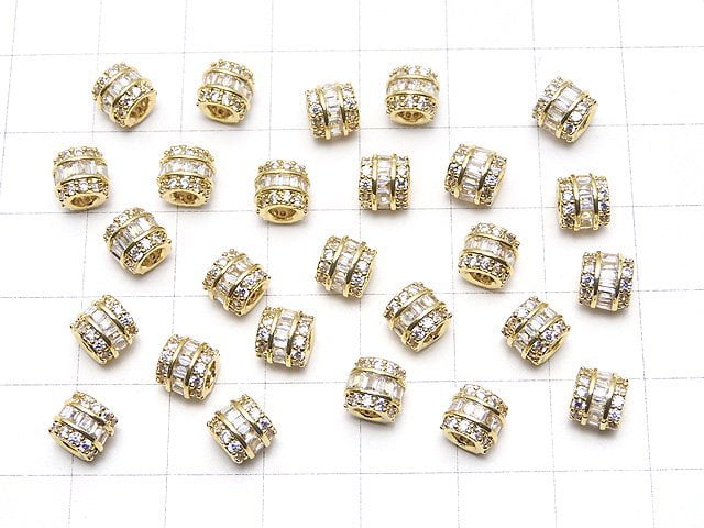 Metal parts Roundel (Tube) 6x6.5x6.5mm Gold color (with CZ) 1pc