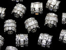 Metal Rondelle (Tube) 6x6x5.5mm Silver (with CZ) 1pc