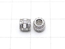 Metal Rondelle (Tube) 6x6x5.5mm Silver (with CZ) 1pc