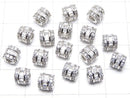Metal Rondelle (Tube) 6x6x5.5mm Silver (with CZ) 1pc