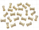 Metal parts Ribbon Tube 10x6x6mm Gold color (with CZ) 1pc