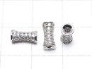 Metal parts Tube 9x4x4mm Silver color (with CZ) 2pcs