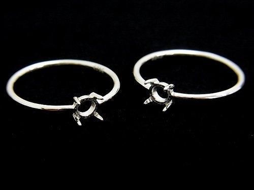 [Video] Silver925 Ring Frame (Prong Setting) Round 4.5mm Rhodium Plated 1pc