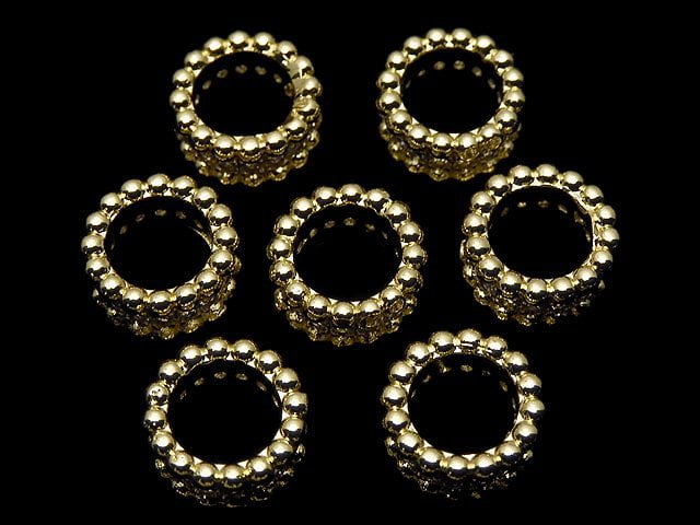 Metal parts Roundel 11x11x6mm Gold color (with CZ) 1pc