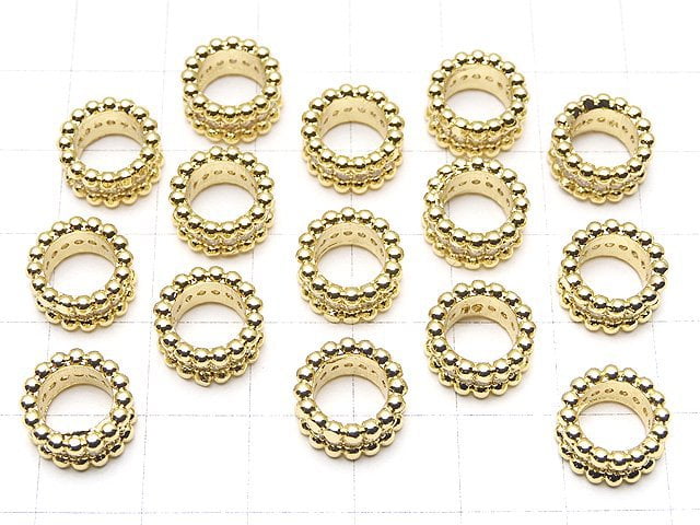 Metal parts Roundel 11x11x6mm Gold color (with CZ) 1pc