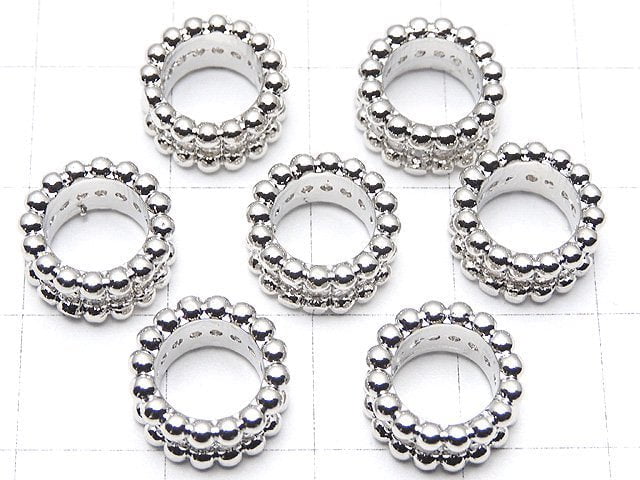 Metal parts Roundel 11x11x6mm Silver color (with CZ) 1pc