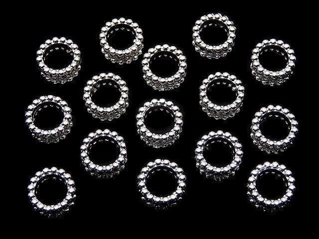 Metal parts Rondelle 11x11x6mm Silver color (with CZ) 1pc