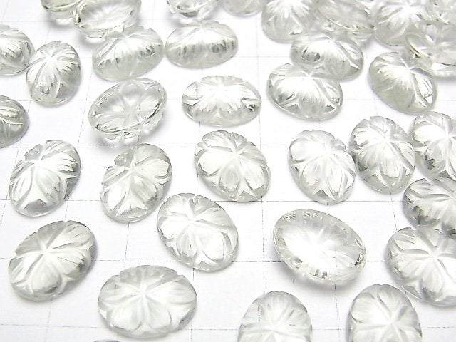 [Video]High Quality Green Amethyst AAA Carved Oval Cabochon 14x10mm 2pcs