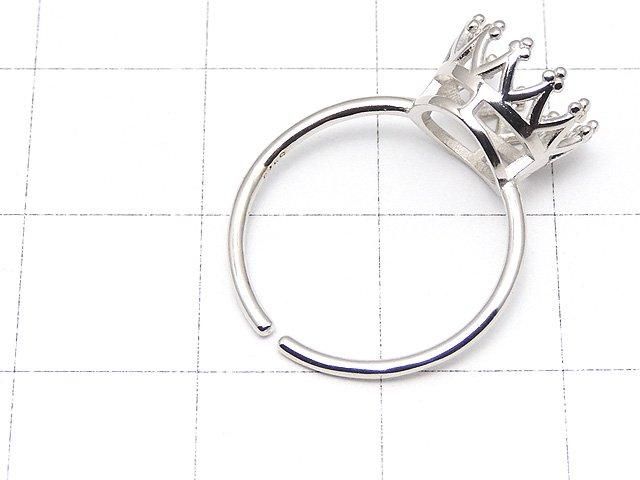 [Video] Silver925 Crown Ring Frame (Prong Setting) Round Faceted 8mm Rhodium Plated One Size Fits All 1pc
