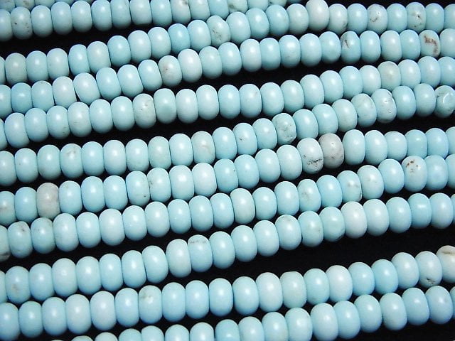 [Video] Magnesite Turquoise Rondelle 6x6x3.5mm 1strand beads (aprx.15inch / 36cm)