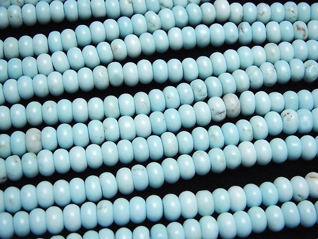 [Video] Magnesite Turquoise Roundel 6x6x3.5mm 1strand beads (aprx.15inch / 36cm)